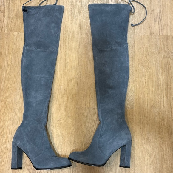 Stuart Weitzman Hiline Over The Knee Thigh High Suede Boots Blue Women Size 7.5 - Picture 16 of 16